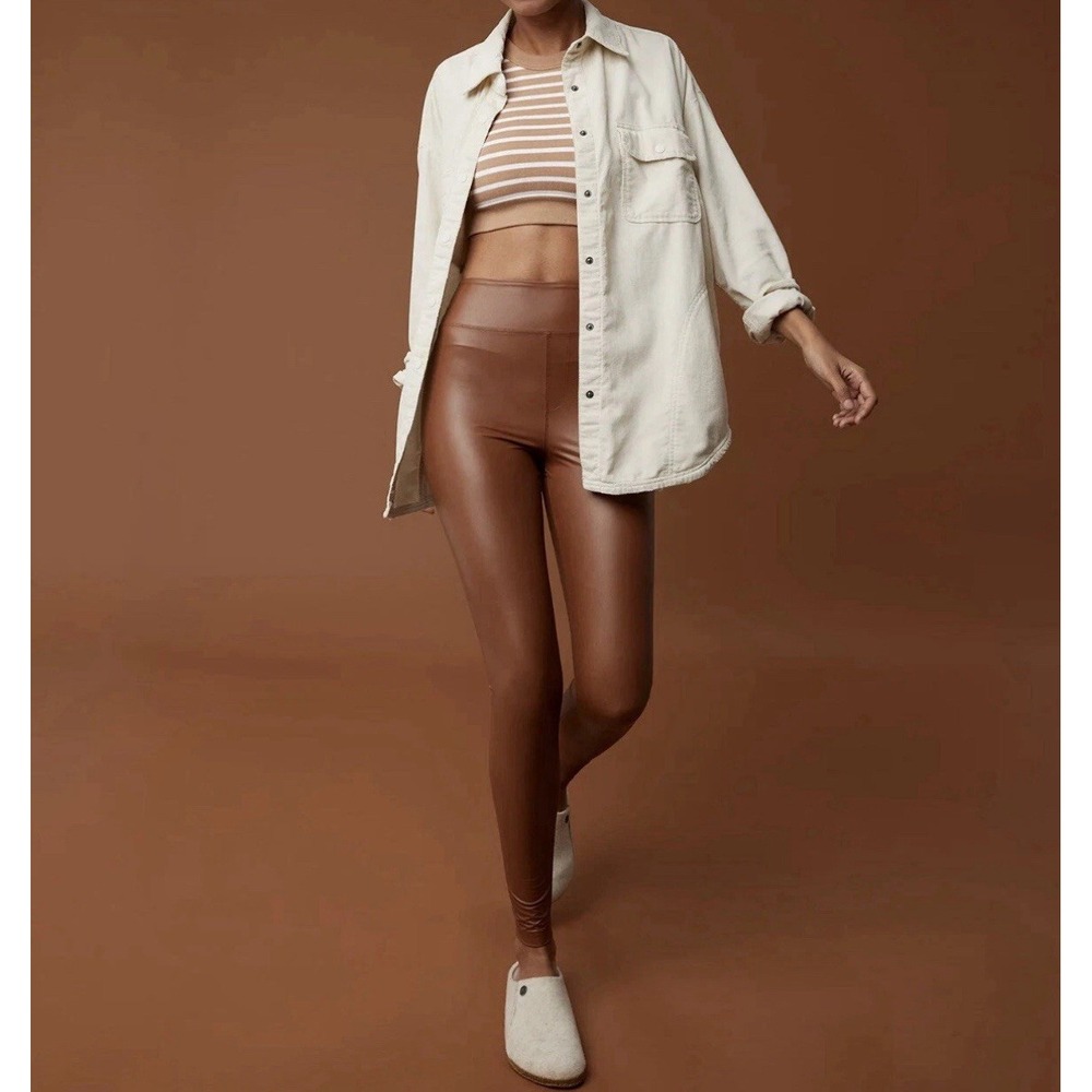NWT OFFLINE By Aerie Luxe Faux Leather‎ High Rise Legging Chocolate Brown Small